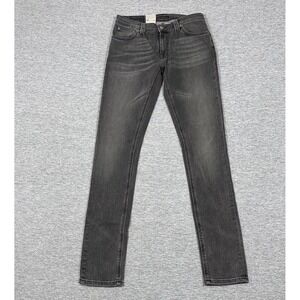 Nudie Jeans Mens 31x34 Black Denim Skinny Lin Organic Cotton Stretch Hipster